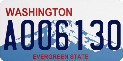 WA license plate AOO6130