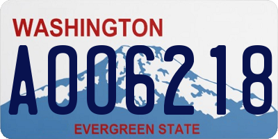 WA license plate AOO6218