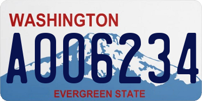 WA license plate AOO6234