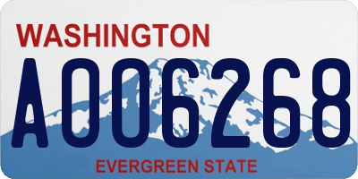 WA license plate AOO6268