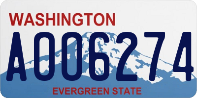 WA license plate AOO6274