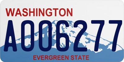 WA license plate AOO6277