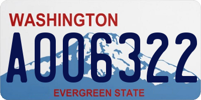 WA license plate AOO6322