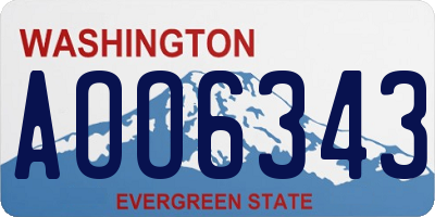 WA license plate AOO6343