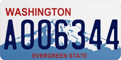 WA license plate AOO6344