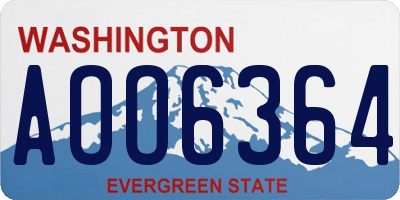 WA license plate AOO6364