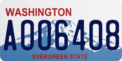 WA license plate AOO6408