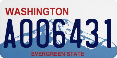 WA license plate AOO6431