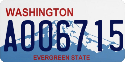 WA license plate AOO6715