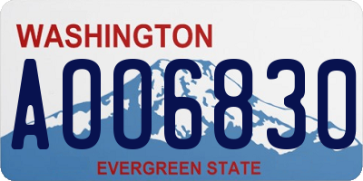 WA license plate AOO6830