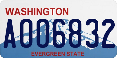 WA license plate AOO6832