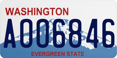 WA license plate AOO6846