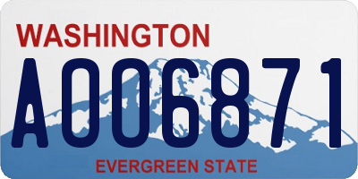WA license plate AOO6871