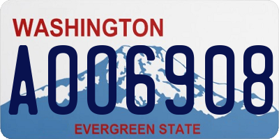 WA license plate AOO6908