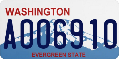 WA license plate AOO6910