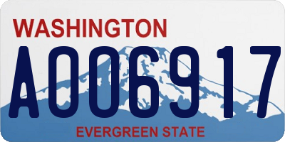 WA license plate AOO6917