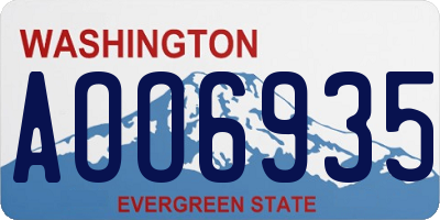 WA license plate AOO6935