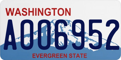 WA license plate AOO6952