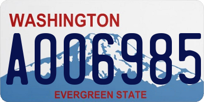 WA license plate AOO6985