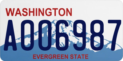 WA license plate AOO6987