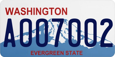 WA license plate AOO7002
