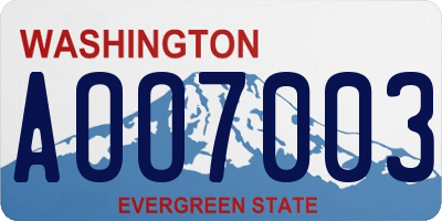 WA license plate AOO7003