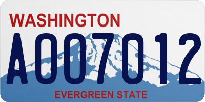 WA license plate AOO7012
