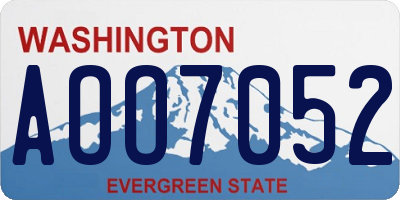 WA license plate AOO7052