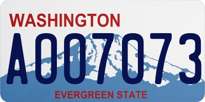 WA license plate AOO7073