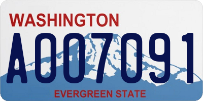 WA license plate AOO7091
