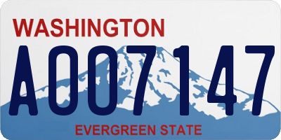 WA license plate AOO7147