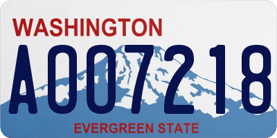 WA license plate AOO7218