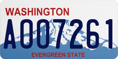 WA license plate AOO7261