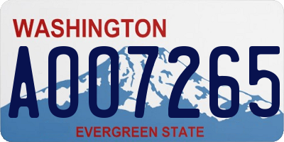 WA license plate AOO7265
