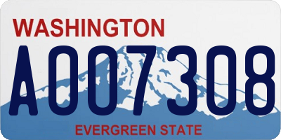 WA license plate AOO7308