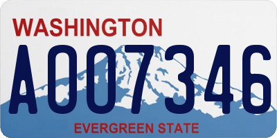 WA license plate AOO7346