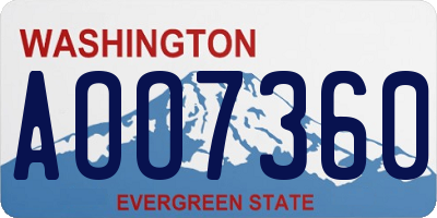 WA license plate AOO7360