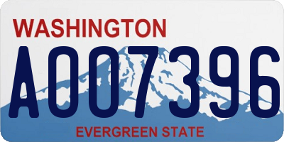 WA license plate AOO7396