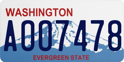WA license plate AOO7478