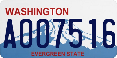 WA license plate AOO7516