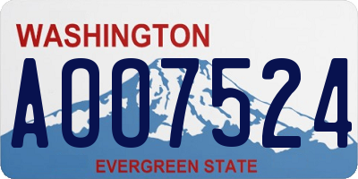 WA license plate AOO7524