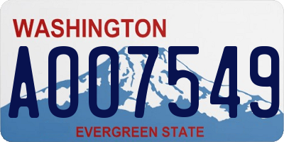 WA license plate AOO7549