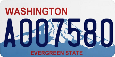 WA license plate AOO7580