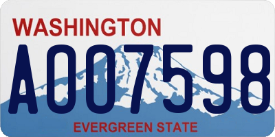 WA license plate AOO7598