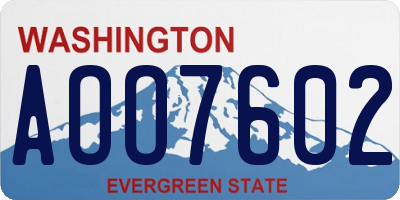 WA license plate AOO7602