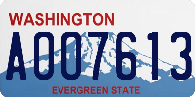 WA license plate AOO7613