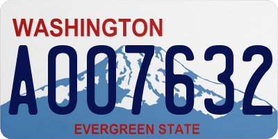 WA license plate AOO7632