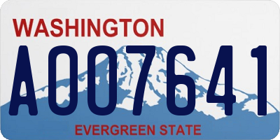 WA license plate AOO7641