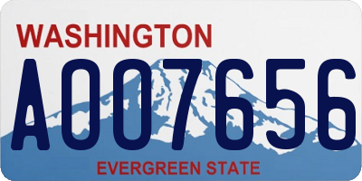 WA license plate AOO7656