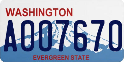 WA license plate AOO7670